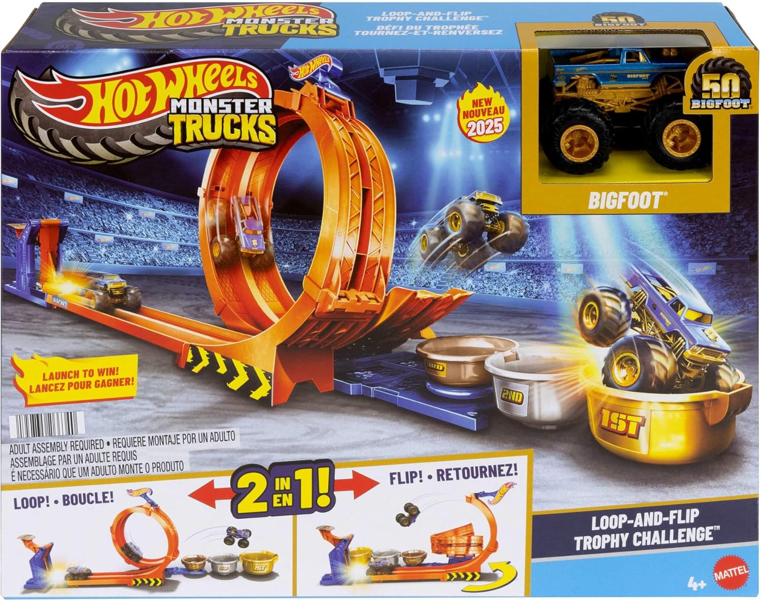 Hot Wheels Monster Trucks Loop &amp; Flip Trophy Challenge Playset